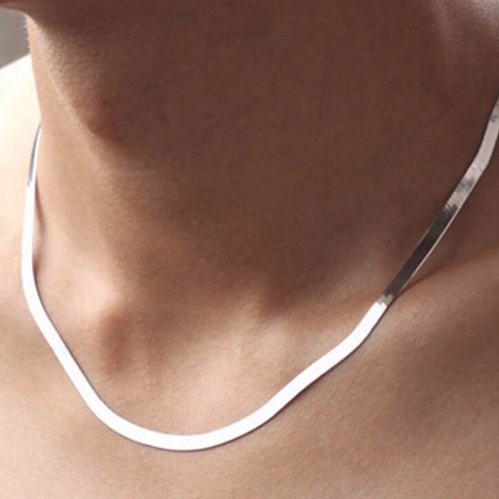 Sterling Silver Flat Snake Chain 18 inch Necklace
